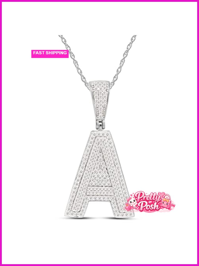 2/3 Carat Round Cut Moissanite Initial Letter A Pendant Necklace 14k Gold Over